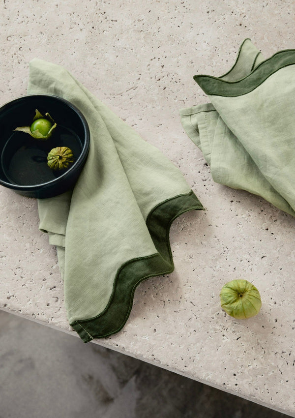 Sage Green Waved Linen Napkins | Hire
