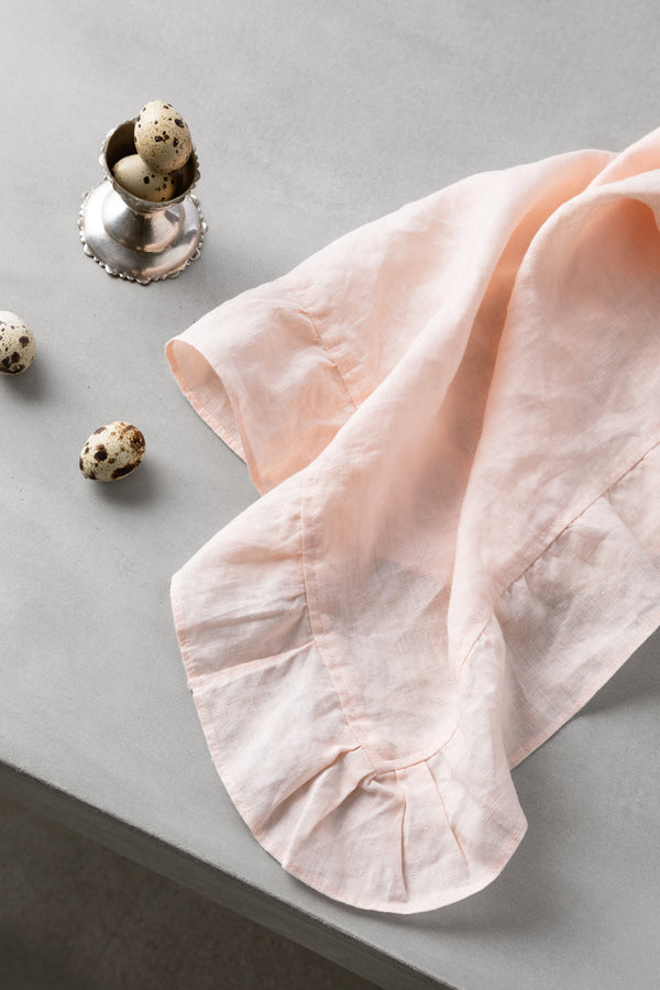 100% Ruffle Linen Table Napkins | Candy Pink (Set of Four)