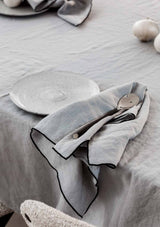 Amara Stitch 100% Linen Tablecloth | Cool Grey