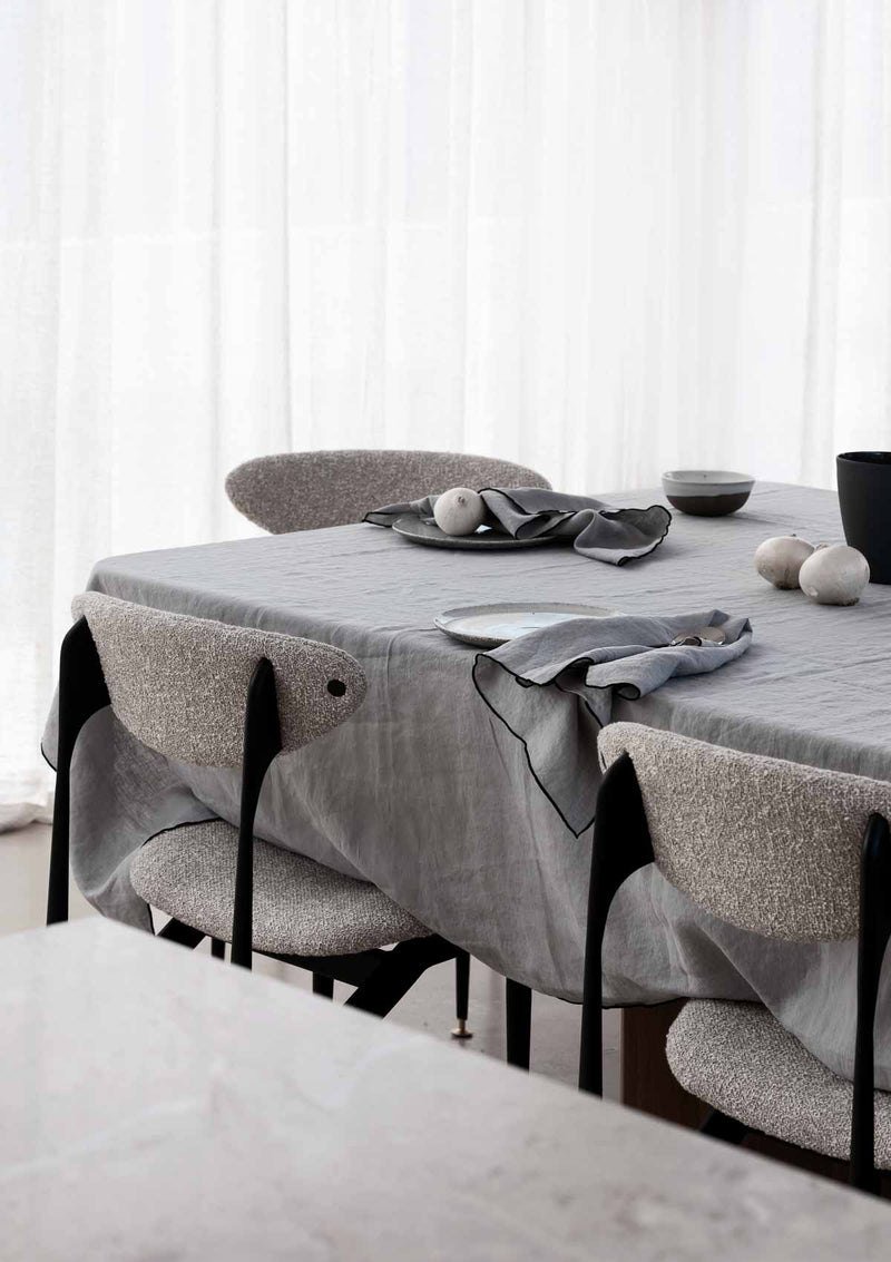Amara Stitch 100% Linen Napkins | Cool Grey (Set of Four)