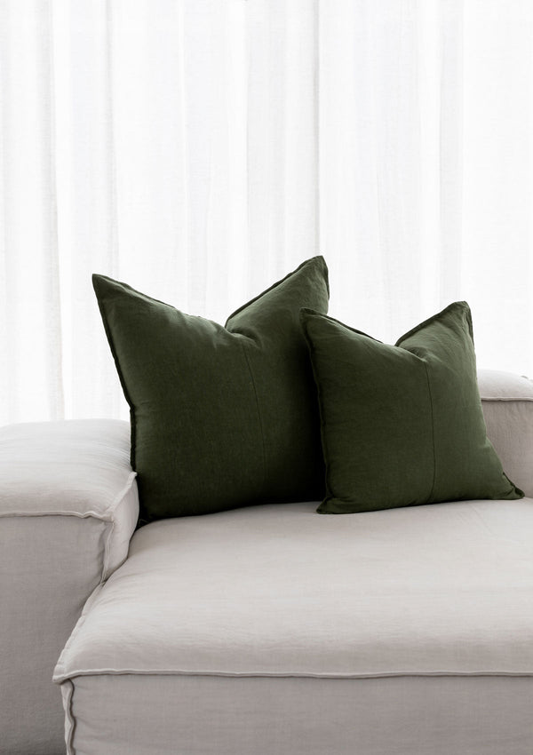 Linen Throw Cushions | Forest Green