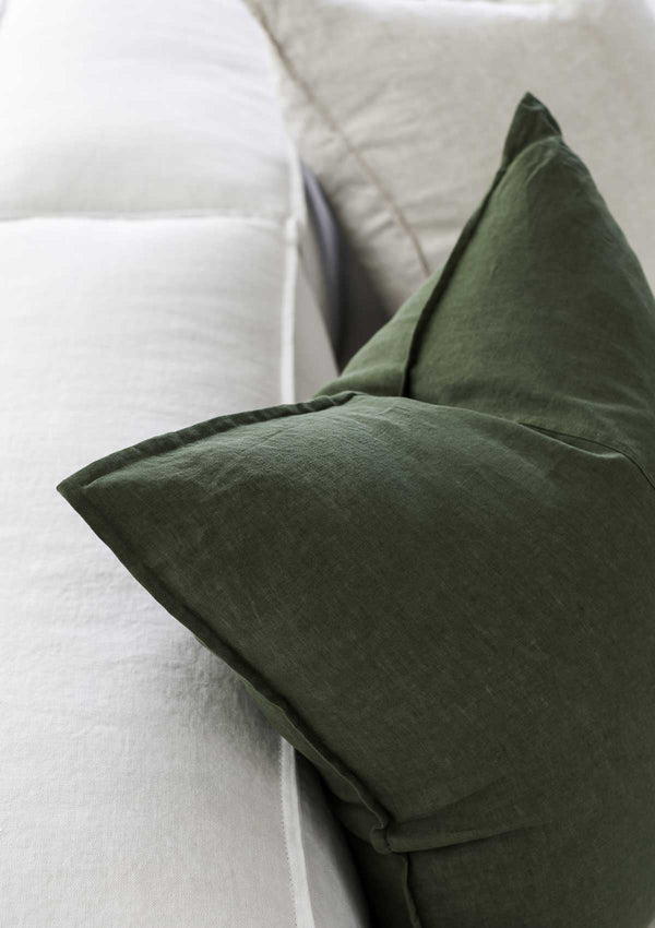Linen Throw Cushions | Forest Green