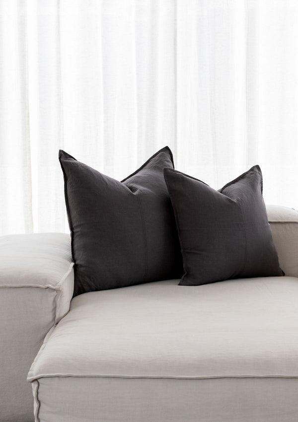 100% Linen Throw Cushions | Graphite Grey