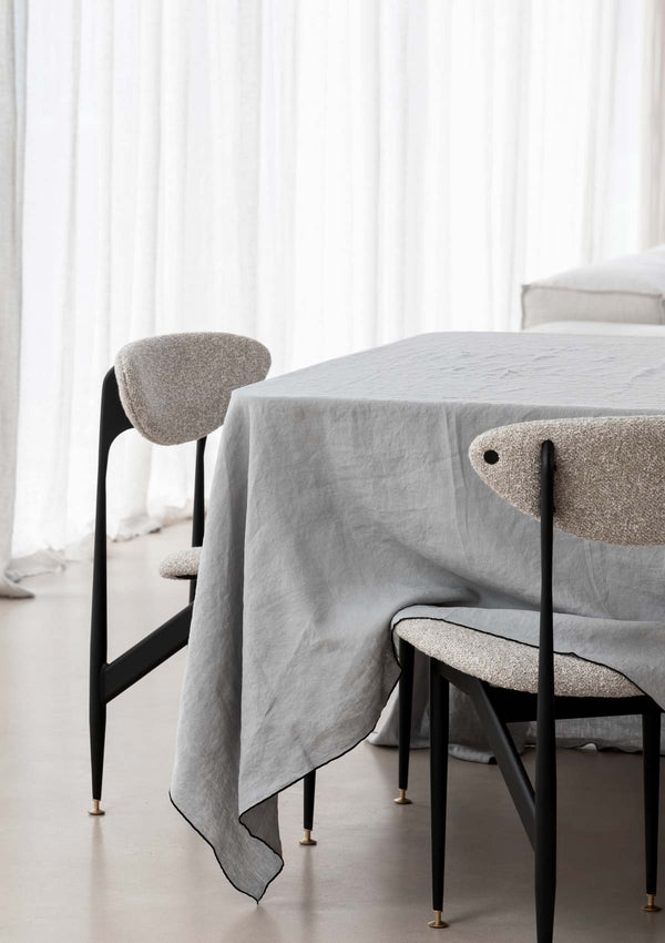 Amara Stitch 100% Linen Tablecloth | Cool Grey