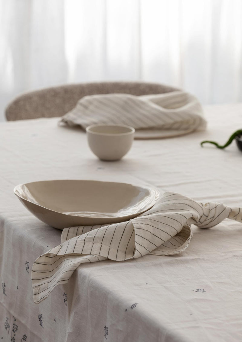 100% Linen Table Napkins | Striped Olive (Set of Four)